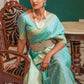 Contemporary Silk Aqua Blue Weaving Saree