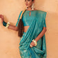 Trendy Saree Kanjivaram Silk Turquoise Weaving Saree