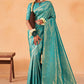 Trendy Saree Kanjivaram Silk Turquoise Weaving Saree