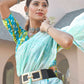 Contemporary Weight Less Sea Green Embroidered Saree