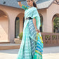 Contemporary Weight Less Sea Green Embroidered Saree