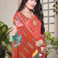 Contemporary Weight Less Peach Digital Print Saree