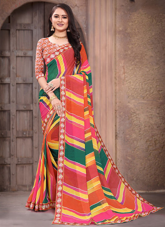 Trendy Saree Weight Less Multi Colour Digital Print Saree