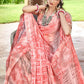 Classic Weight Less Peach Floral Patch Saree