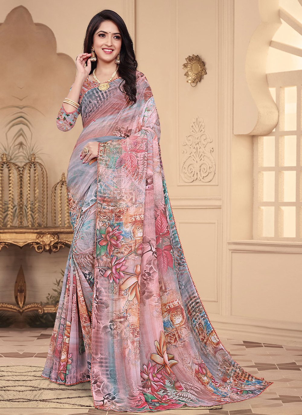 Trendy Saree Weight Less Multi Colour Digital Print Saree