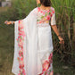 Contemporary Chanderi Silk White Digital Print Saree
