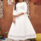 Gown Rayon White Chikankari Work Gown