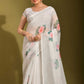 Classic Linen White Print Saree