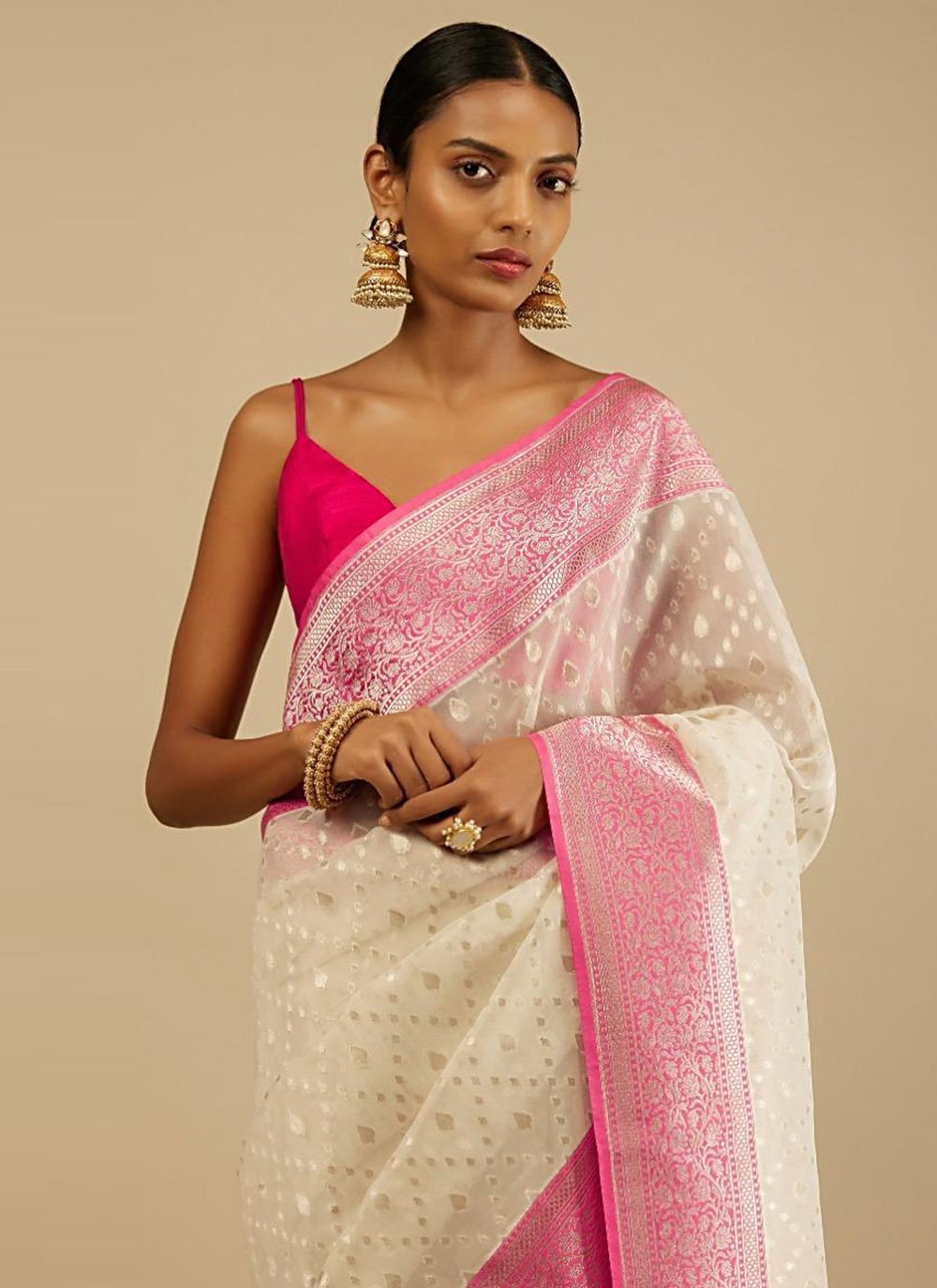 Classic Art Banarasi Silk White Woven Saree