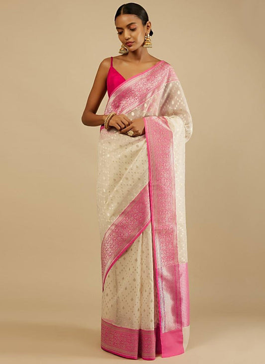 Classic Art Banarasi Silk White Woven Saree