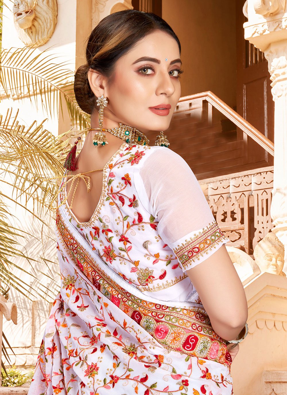 Trendy Saree Georgette White Embroidered Saree