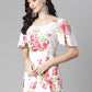 Party Wear Kurti Cotton White Print Kurtis