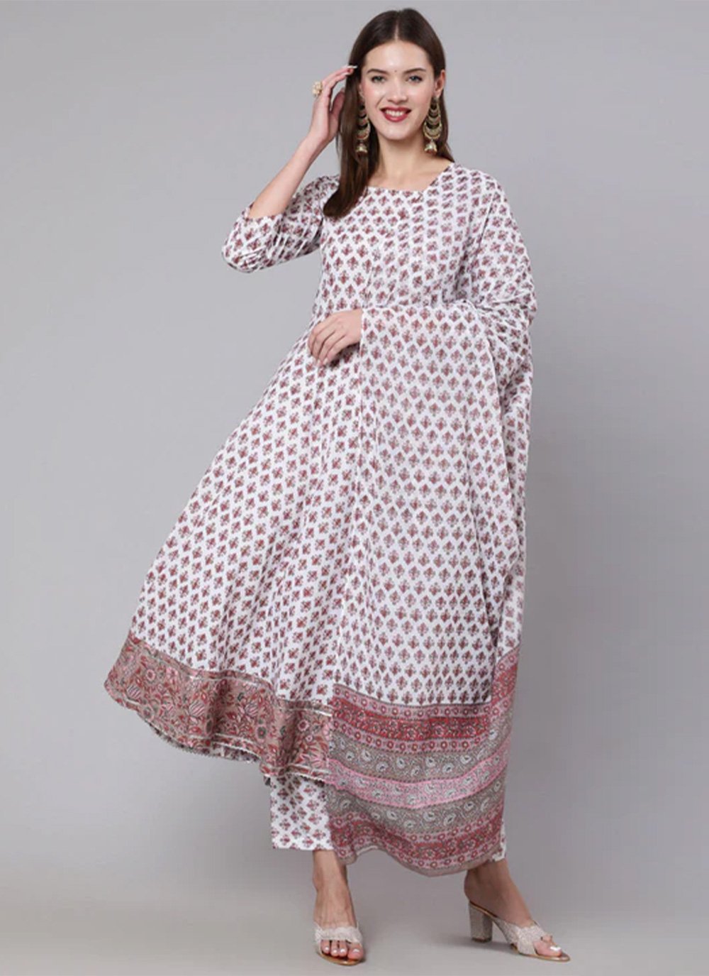 Salwar Suit Cotton White Print Salwar Kameez