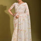 Designer Linen White Print Saree