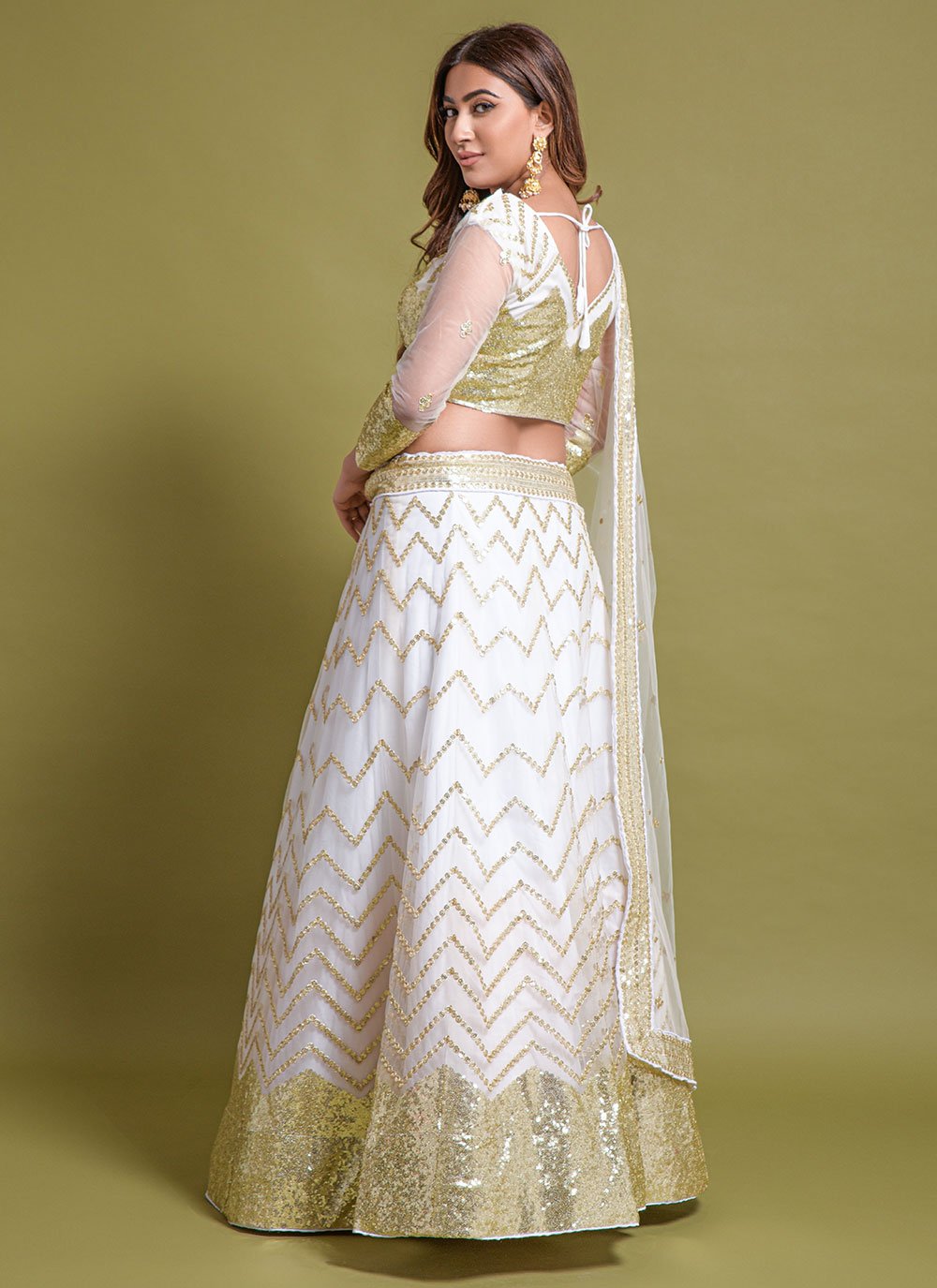 Lehenga Choli Net White Embroidered Lehenga Choli