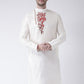 Kurta Art Dupion Silk White Embroidered Mens