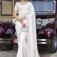 Classic Imported White Embroidered Saree