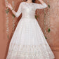 Gown Faux Georgette White Sequins Gown