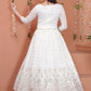 Gown Faux Georgette White Sequins Gown