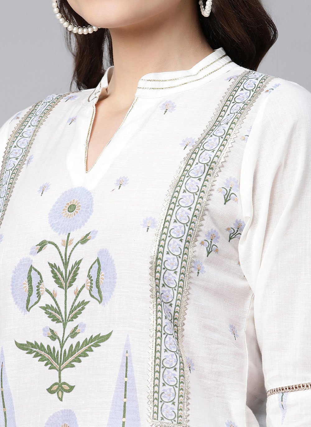 Salwar Suit Cotton White Print Salwar Kameez