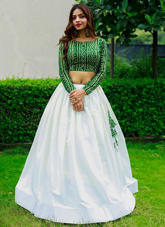 Readymade Lehenga Choli Cotton White Plain Lehenga Choli