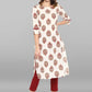 Casual Kurti Cotton White Floral Patch Kurtis