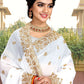 Classic Georgette White Embroidered Saree