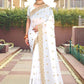 Classic Georgette White Embroidered Saree