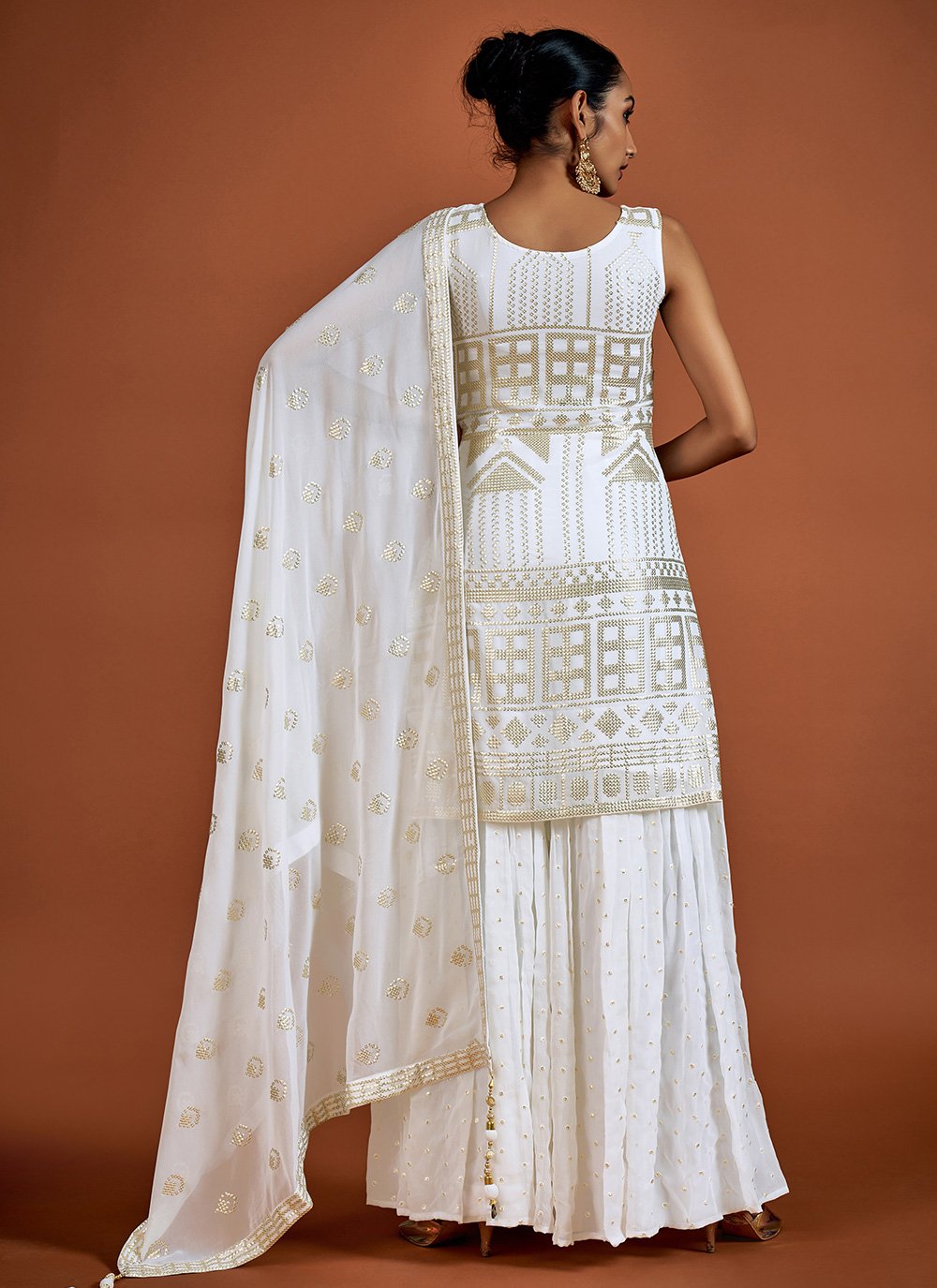 Salwar Suit Georgette White Sequins Salwar Kameez