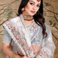 Contemporary Net White Cord Work Saree