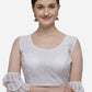 Designer Blouse Net White Embroidered Blouse