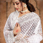 Classic Net White Diamond Saree