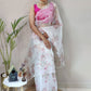 Contemporary Organza White Digital Print Saree