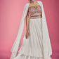 Lehenga Choli Chinon White Cut Dana Lehenga Choli