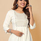 Casual Kurti Rayon White Embroidered Kurtis