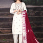 Salwar Suit Rayon White Embroidered Salwar Kameez