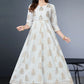 Gown Rayon White Foil Print Gown