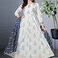 Gown Rayon White Foil Print Gown