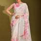 Classic Linen White Print Saree