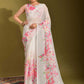Classic Linen White Print Saree