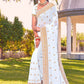 Classic Georgette White Embroidered Saree