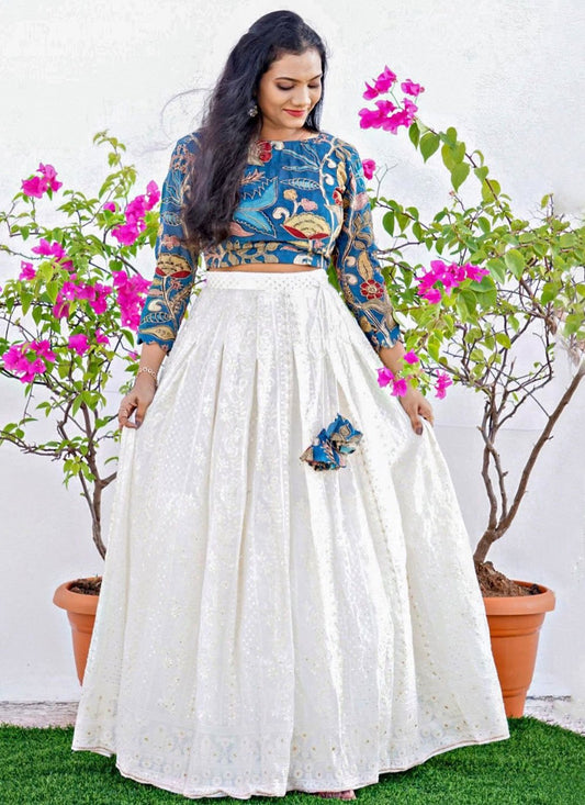 Lehenga Choli Georgette White Embroidered Lehenga Choli