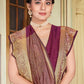 Classic Art Banarasi Silk Wine Patch Border Saree