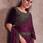 Trendy Saree Georgette Satin Wine Lace Saree