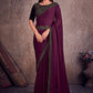 Trendy Saree Georgette Satin Wine Lace Saree