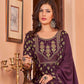 Designer Gown Rayon Wine Embroidered Gown