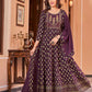 Designer Gown Rayon Wine Embroidered Gown