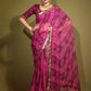 Trendy Saree Georgette Wine Patch Border Saree