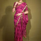 Trendy Saree Georgette Wine Patch Border Saree