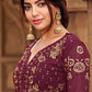 Palazzo Salwar Suit Faux Georgette Wine Embroidered Salwar Kameez